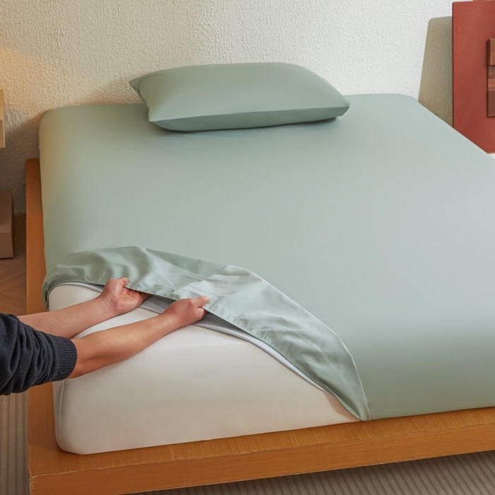 91家纺网 家纺一手货源 找家纺 梵克保罗 2025新款全棉13372喷气防水床笠5面全包防水不渗漏-单床笠 川青绿