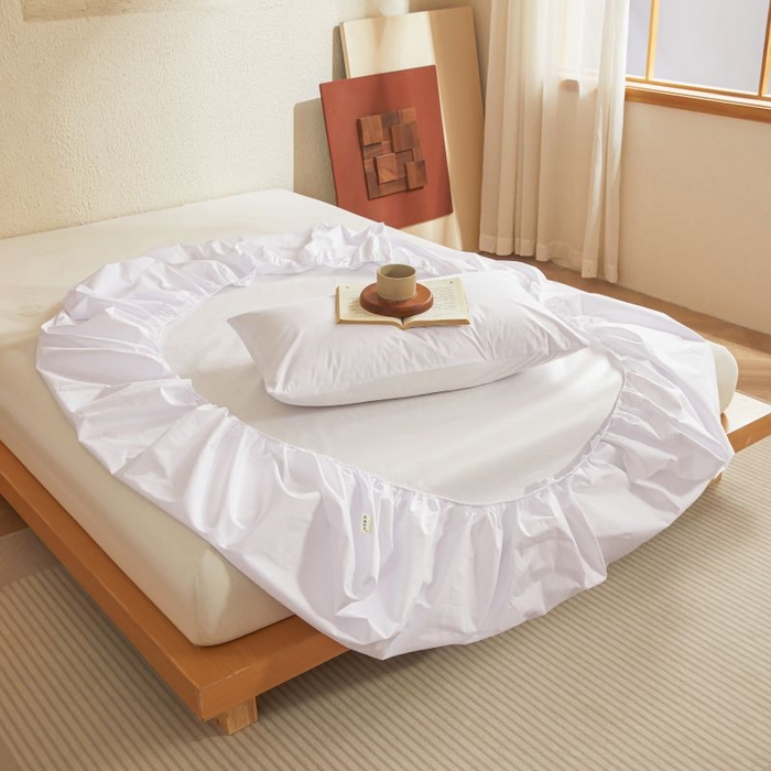 91家纺网 家纺一手货源 找家纺 梵克保罗 2025新款全棉13372喷气防水床笠5面全包防水不渗漏-单床笠 白云白