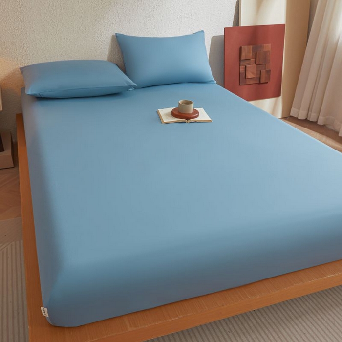 91家纺网 家纺一手货源 找家纺 梵克保罗 2025新款全棉13372喷气防水床笠5面全包防水不渗漏-单床笠 清雅蓝