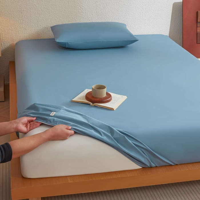 91家纺网 家纺一手货源 找家纺 梵克保罗 2025新款全棉13372喷气防水床笠5面全包防水不渗漏-单床笠 清雅蓝