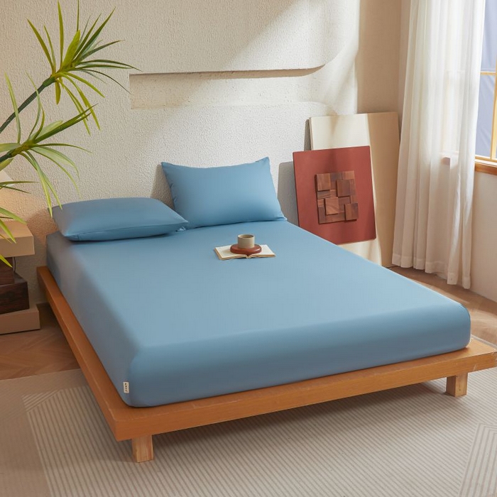 91家纺网 家纺一手货源 找家纺 梵克保罗 2025新款全棉13372喷气防水床笠5面全包防水不渗漏-单床笠 清雅蓝