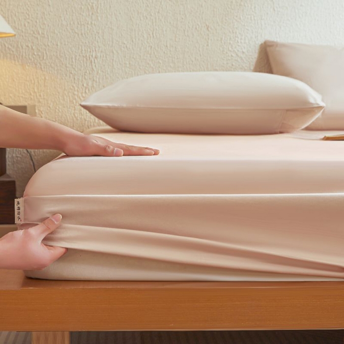 91家纺网 家纺一手货源 找家纺 梵克保罗 2025新款全棉13372喷气防水床笠5面全包防水不渗漏-单床笠 浅茶杏