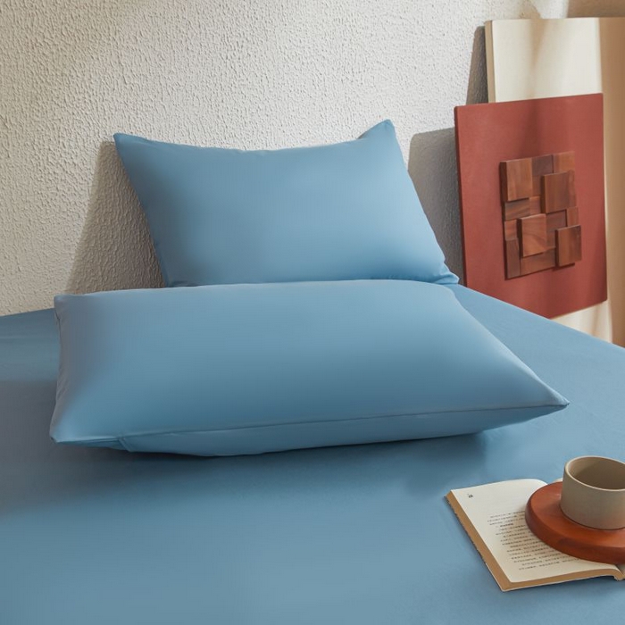 91家纺网 家纺一手货源 找家纺 梵克保罗 2025新款全棉13372喷气防水床笠5面全包防水不渗漏-单床笠 清雅蓝