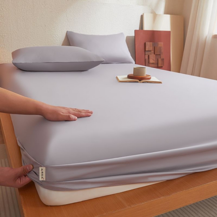 91家纺网 家纺一手货源 找家纺 梵克保罗 2025新款全棉13372喷气防水床笠5面全包防水不渗漏-单床笠 烟雨灰