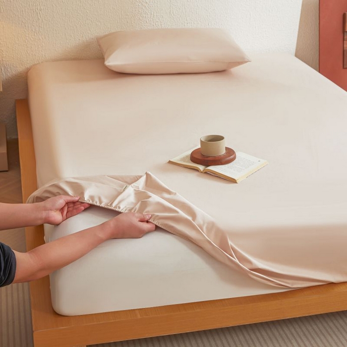 91家纺网 家纺一手货源 找家纺 梵克保罗 2025新款全棉13372喷气防水床笠5面全包防水不渗漏-单床笠 浅茶杏