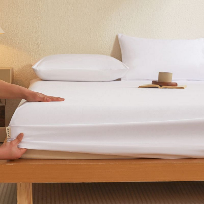 91家纺网 家纺一手货源 找家纺 梵克保罗 2025新款全棉13372喷气防水床笠5面全包防水不渗漏-单床笠 白云白