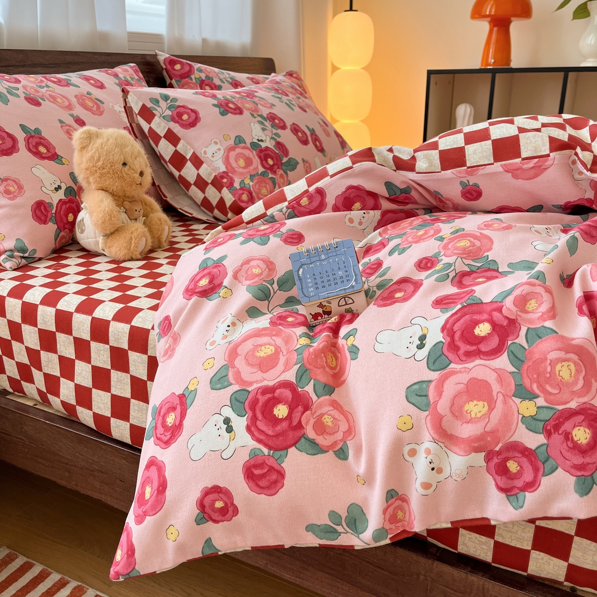 91家纺网 家纺一手货源 找家纺 典曼家纺 2025新款原棉磨毛印花四件套 花期