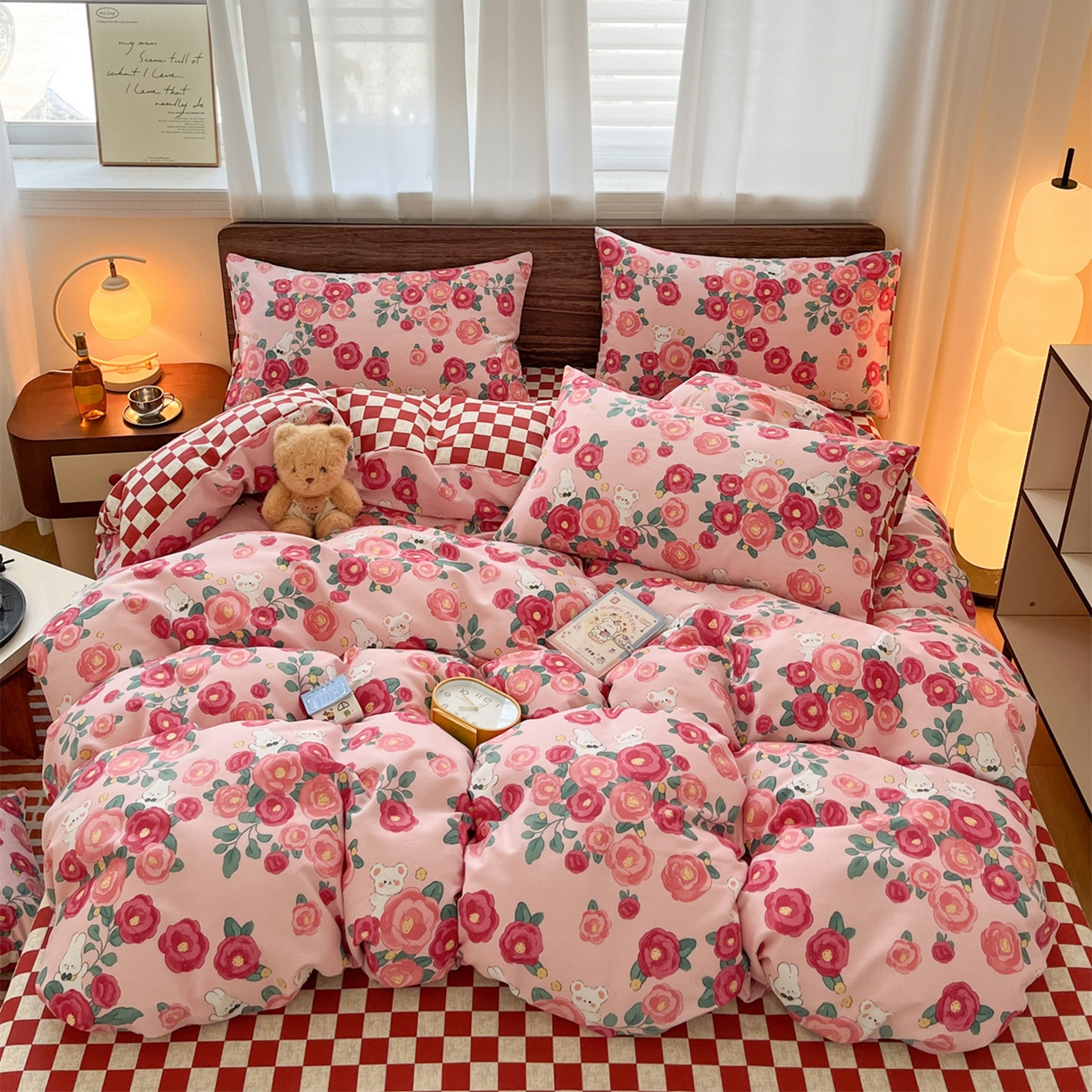 91家纺网 家纺一手货源 找家纺 典曼家纺 2025新款原棉磨毛印花四件套 花期