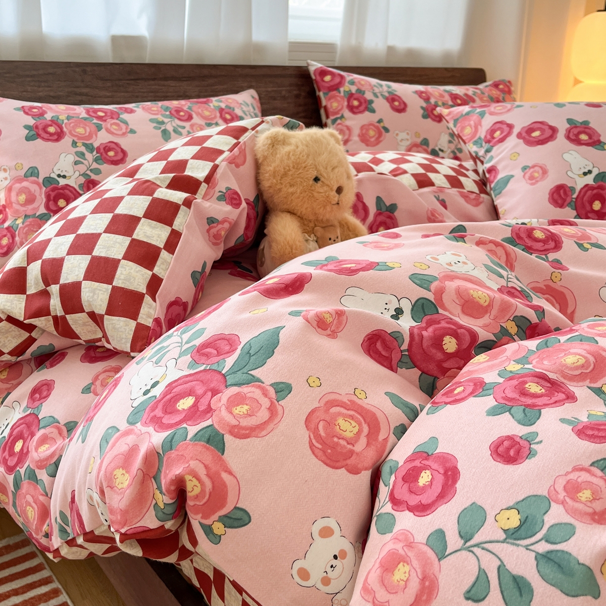 91家纺网 家纺一手货源 找家纺 典曼家纺 2025新款原棉磨毛印花四件套 花期