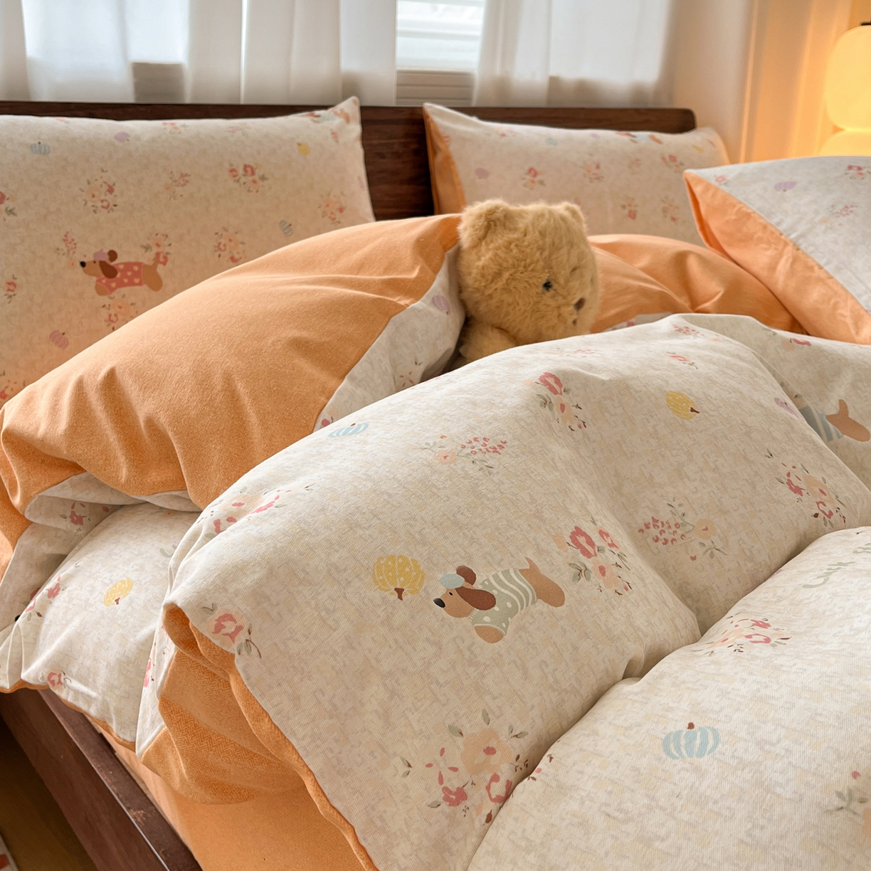 91家纺网 家纺一手货源 找家纺 典曼家纺 2025新款原棉磨毛印花四件套 简兮