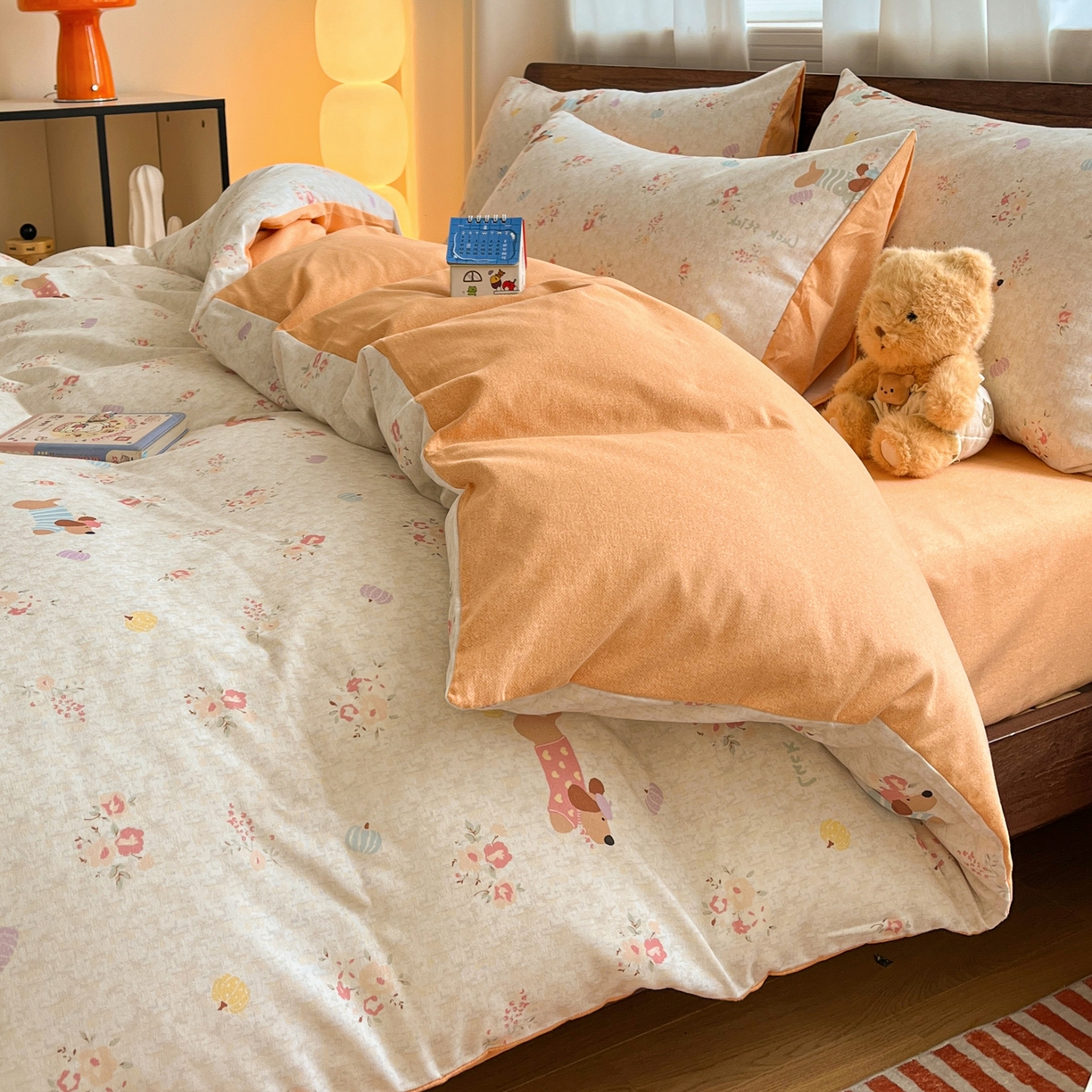 91家纺网 家纺一手货源 找家纺 典曼家纺 2025新款原棉磨毛印花四件套 简兮