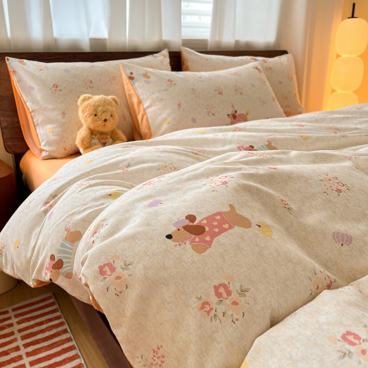 91家纺网 家纺一手货源 找家纺 典曼家纺 2025新款原棉磨毛印花四件套 简兮