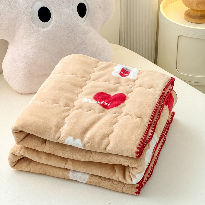 91家纺网 家纺一手货源 找家纺 禧缘家纺（原梦想家） 2025秋冬新款儿童加厚三层夹棉牛奶绒毛毯冬季双面绒保暖盖毯 可可甜心