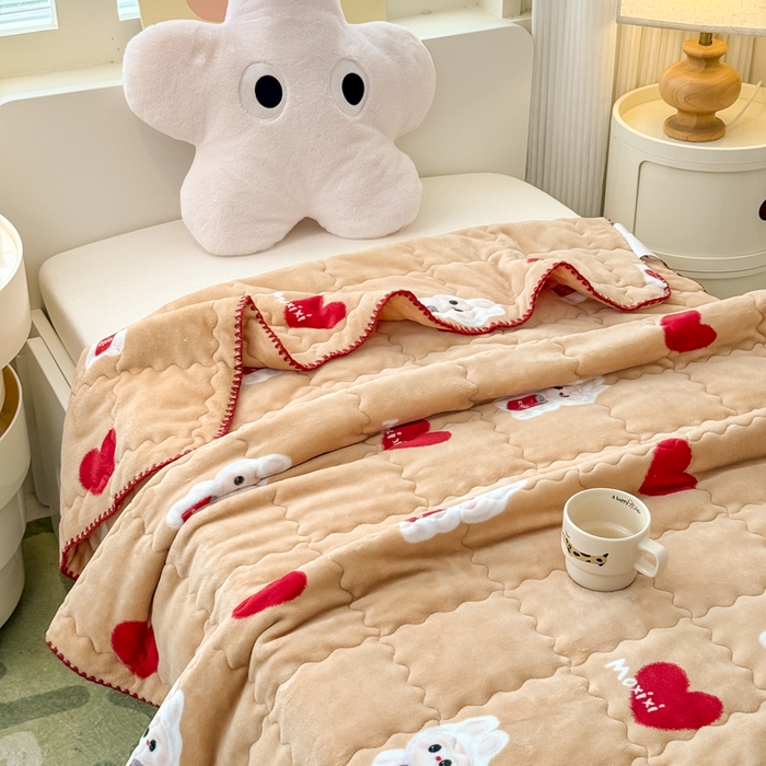 91家纺网 家纺一手货源 找家纺 禧缘家纺（原梦想家） 2025秋冬新款儿童加厚三层夹棉牛奶绒毛毯冬季双面绒保暖盖毯 可可甜心