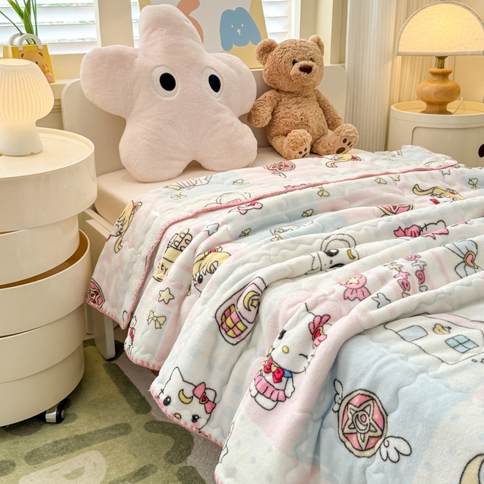 91家纺网 家纺一手货源 找家纺 禧缘家纺（原梦想家） 2025秋冬新款儿童加厚三层夹棉牛奶绒毛毯冬季双面绒保暖盖毯 魔法宝贝