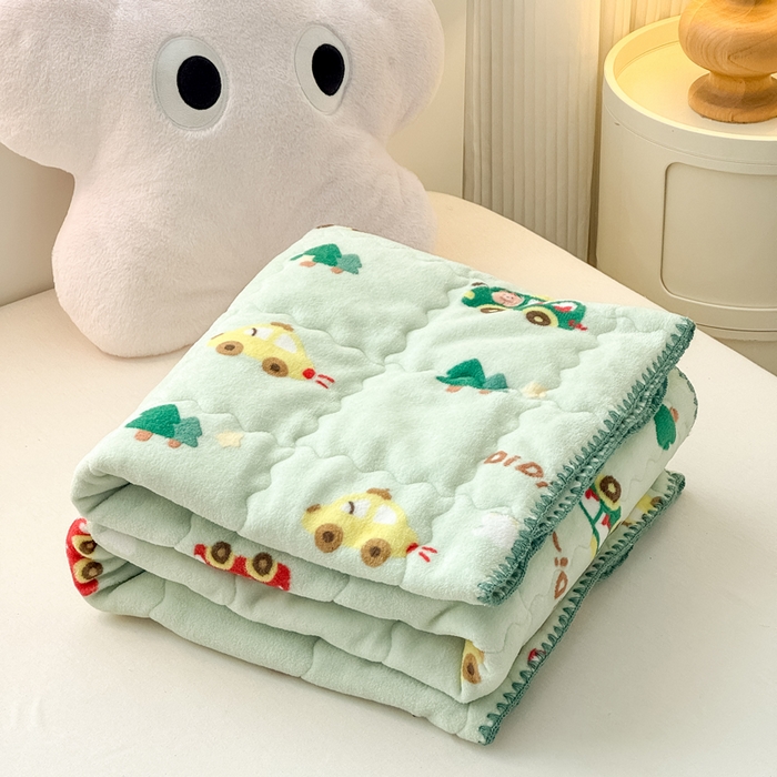 91家纺网 家纺一手货源 找家纺 禧缘家纺（原梦想家） 2025秋冬新款儿童加厚三层夹棉牛奶绒毛毯冬季双面绒保暖盖毯 巴士宝贝