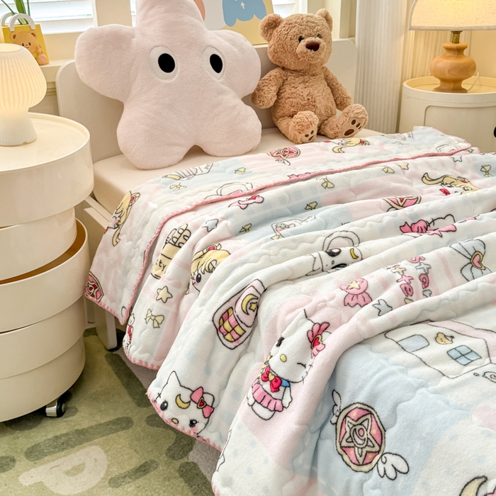 91家纺网 家纺一手货源 找家纺 禧缘家纺（原梦想家） 2025秋冬新款儿童加厚三层夹棉牛奶绒毛毯冬季双面绒保暖盖毯 魔法宝贝