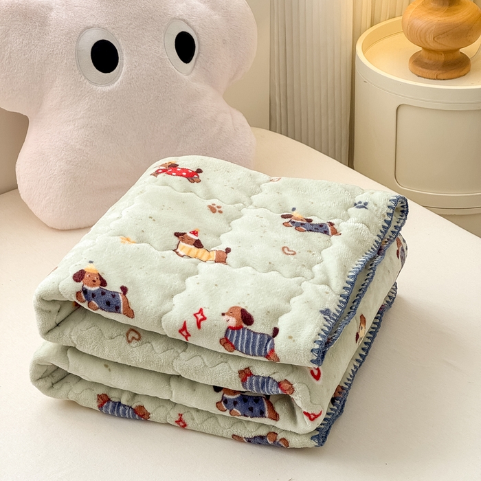 91家纺网 家纺一手货源 找家纺 禧缘家纺（原梦想家） 2025秋冬新款儿童加厚三层夹棉牛奶绒毛毯冬季双面绒保暖盖毯 汪汪家族