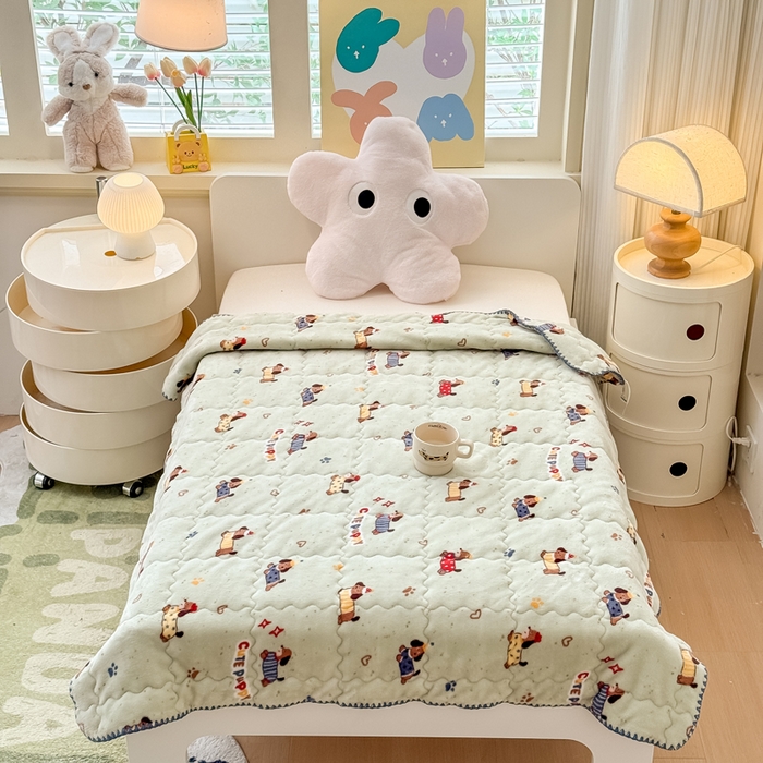 91家纺网 家纺一手货源 找家纺 禧缘家纺（原梦想家） 2025秋冬新款儿童加厚三层夹棉牛奶绒毛毯冬季双面绒保暖盖毯 汪汪家族