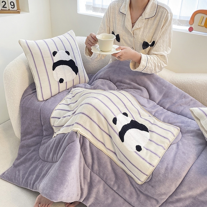 91家纺网 家纺一手货源 找家纺 （总）2025新款牛奶绒多巴胺毛巾绣抱枕被