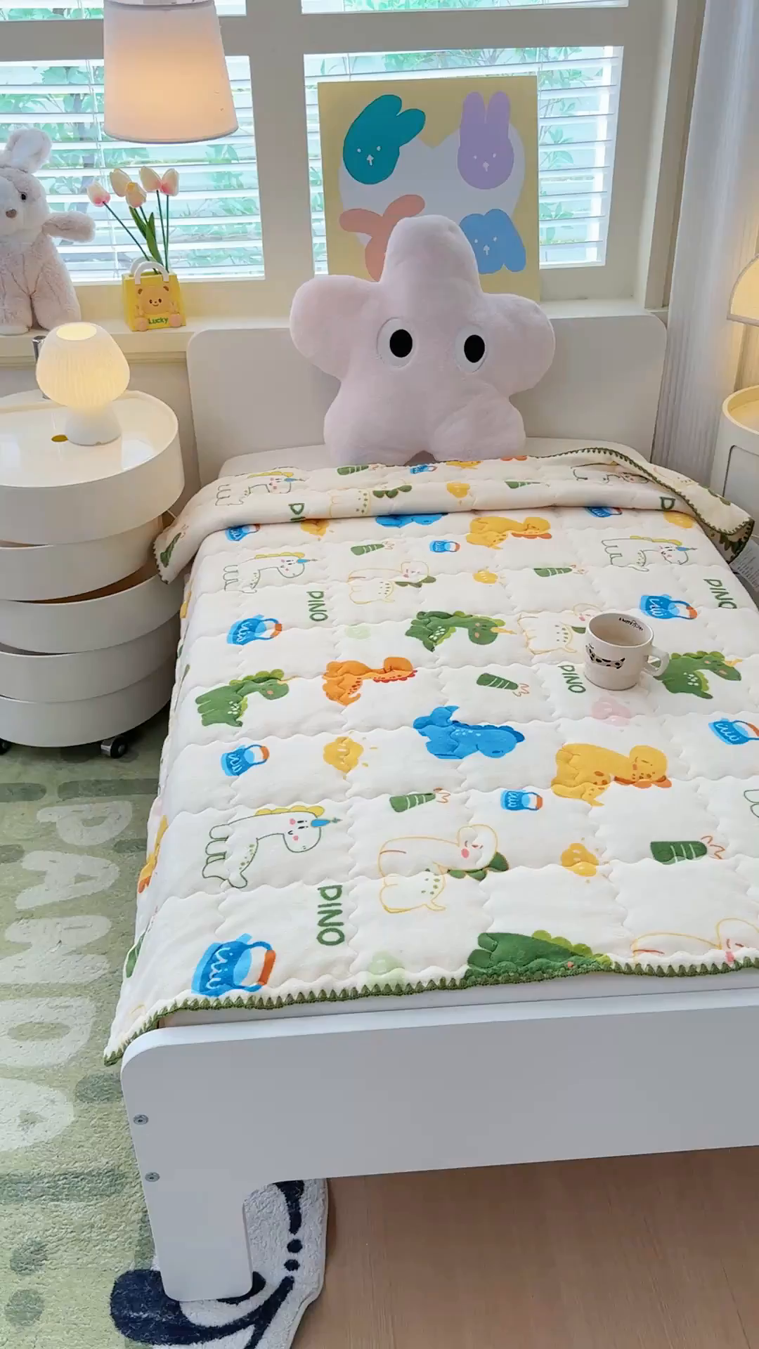 91家纺网 家纺一手货源 找家纺 禧缘家纺（原梦想家） 2025秋冬新款儿童加厚三层夹棉牛奶绒毛毯冬季双面绒保暖盖毯 多彩恐龙