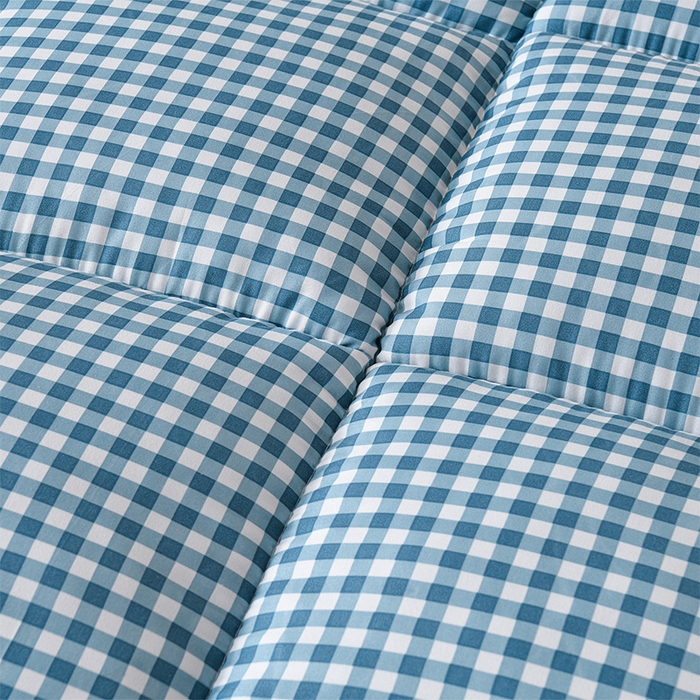 91家纺网 家纺一手货源 找家纺 预言家纺 2025新款格子床垫床褥系列 蓝格