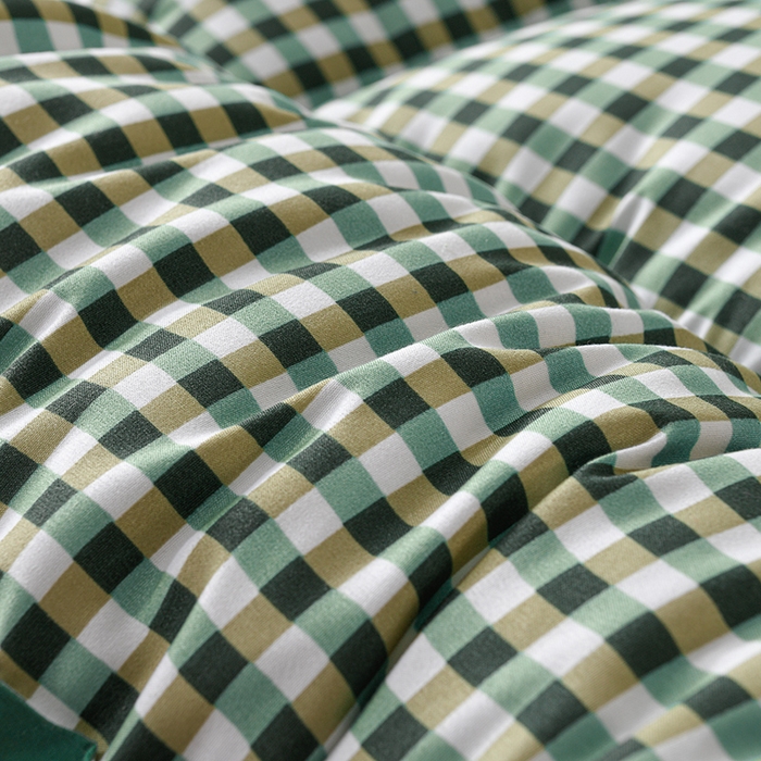 91家纺网 家纺一手货源 找家纺 预言家纺 2025新款格子床垫床褥系列 绿格