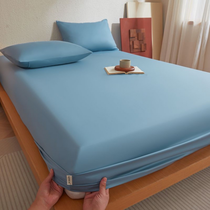 91家纺网 家纺一手货源 找家纺 梵克保罗 2025新款全棉13372喷气防水床笠5面全包防水不渗漏-单枕套 清雅蓝