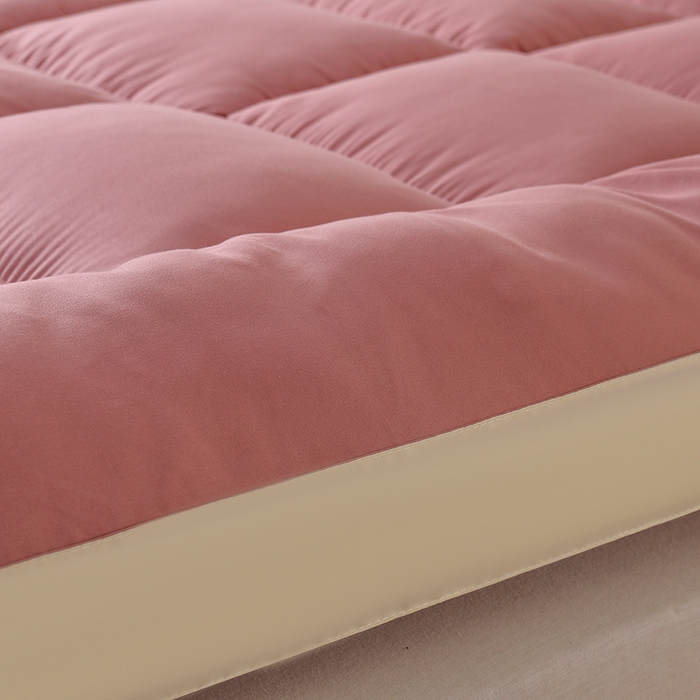 91家纺网 家纺一手货源 找家纺 预言家纺 2025新款黄边立体床垫床褥系列 黄边豆沙