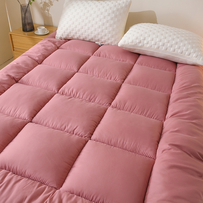 91家纺网 家纺一手货源 找家纺 预言家纺 2025新款黄边立体床垫床褥系列 黄边豆沙