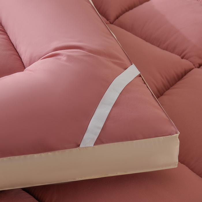 91家纺网 家纺一手货源 找家纺 预言家纺 2025新款黄边立体床垫床褥系列 黄边豆沙