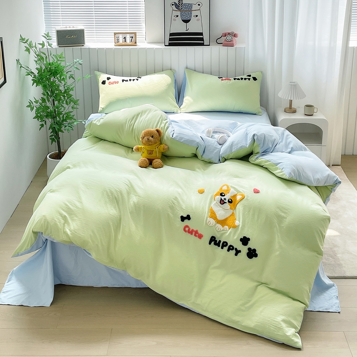 91家纺网 家纺一手货源 找家纺 （总）三叁三 2025新款卡通毛巾绣云柔水洗棉四件套