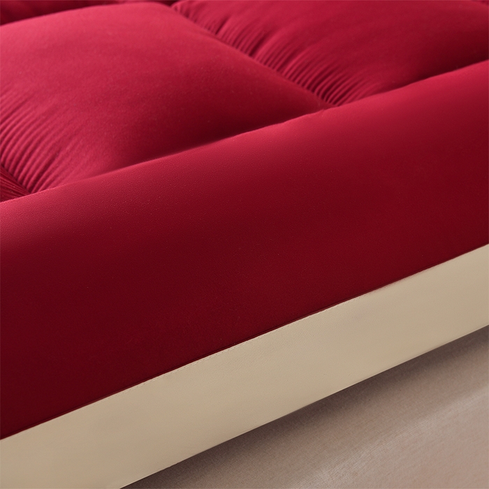 91家纺网 家纺一手货源 找家纺 预言家纺 2025新款黄边立体床垫床褥系列 黄边酒红