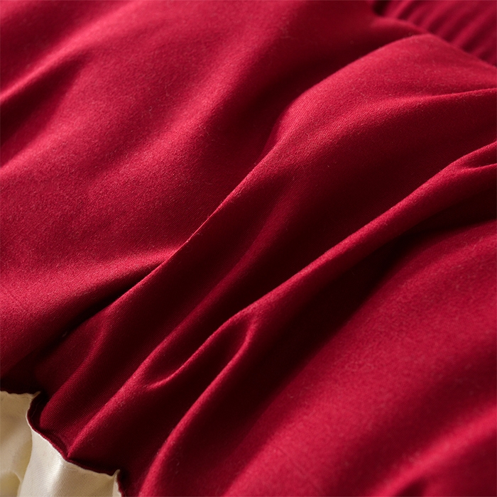 91家纺网 家纺一手货源 找家纺 预言家纺 2025新款黄边立体床垫床褥系列 黄边酒红