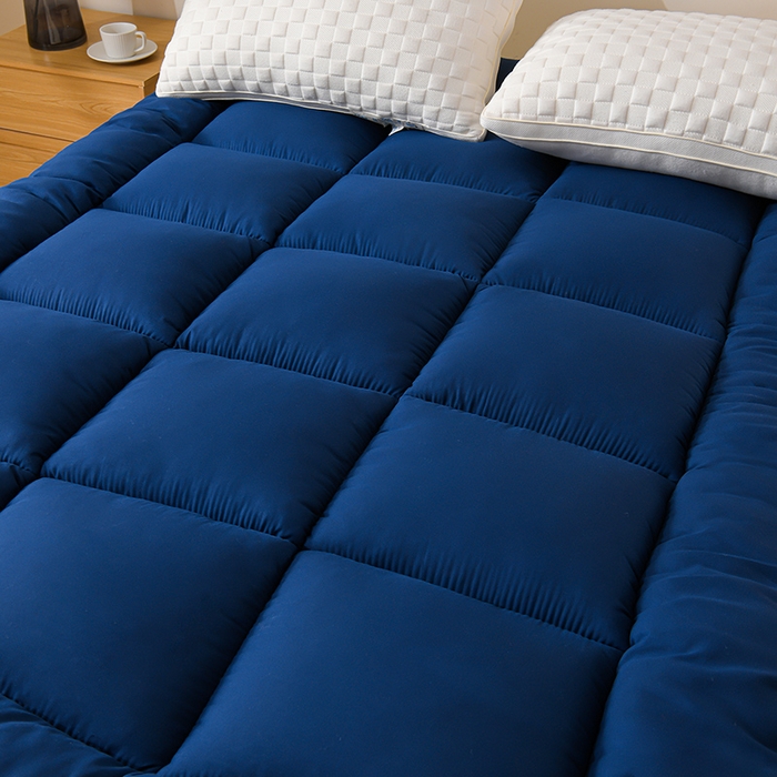 91家纺网 家纺一手货源 找家纺 预言家纺 2025新款黄边立体床垫床褥系列 黄边深蓝