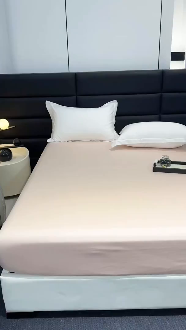 91家纺网 家纺一手货源 找家纺 梵克保罗 2025春夏新品莱赛尔天丝数码印花单床笠单床单单枕套 珍珠腮红-床笠