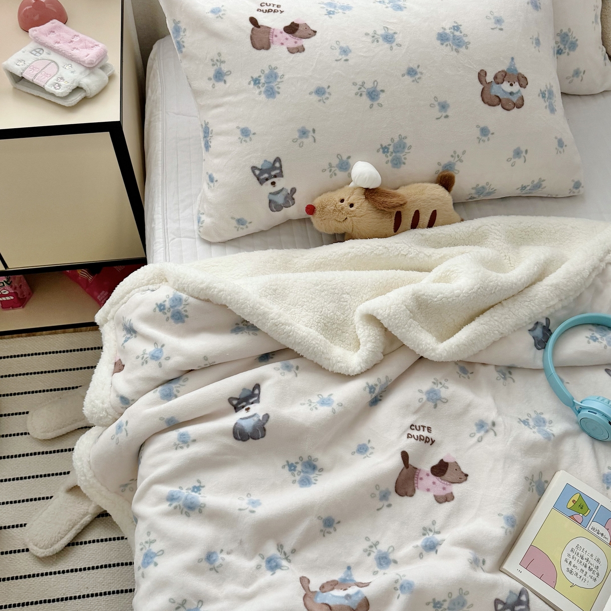 91家纺网 家纺一手货源 找家纺 航途席业 2025新款200g牛奶绒羊羔绒毛毯 狗狗乐园