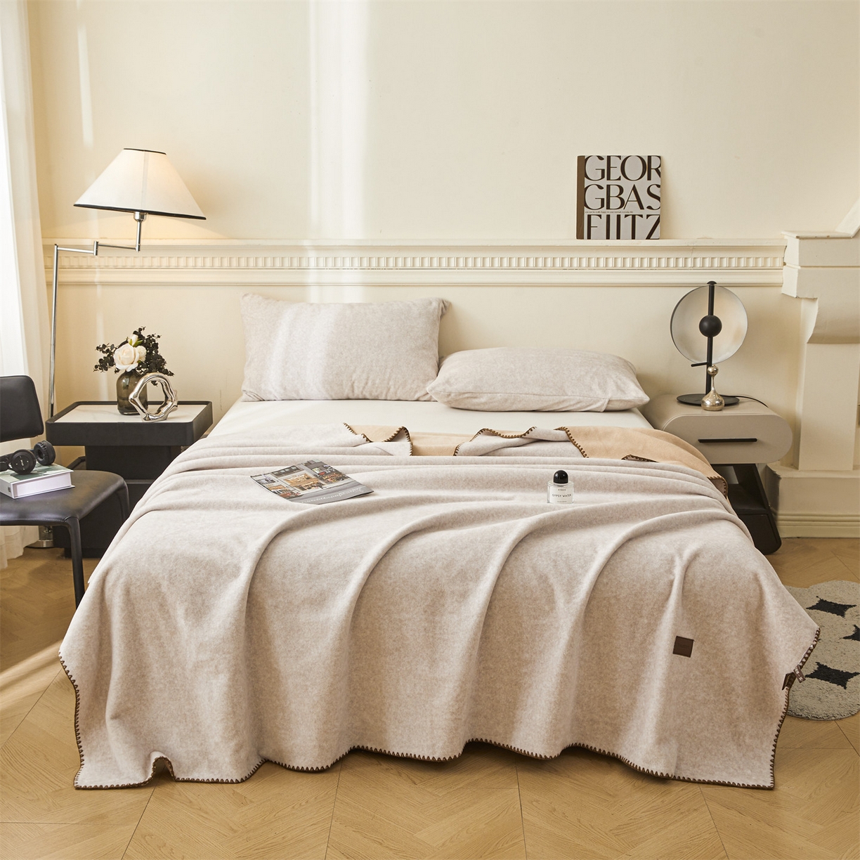 91家纺网 家纺一手货源 找家纺 （总）雯豆家纺 2025新款獭獭绒毛毯双层加厚纯色毯子高档高克重盖毯