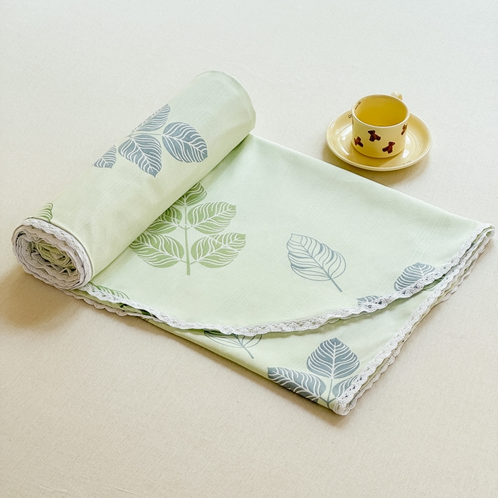 91家纺网 家纺一手货源 找家纺 梵克保罗 2025春夏原棉鱼骨棉老粗布花边印花床单软凉席三件套 翠叶