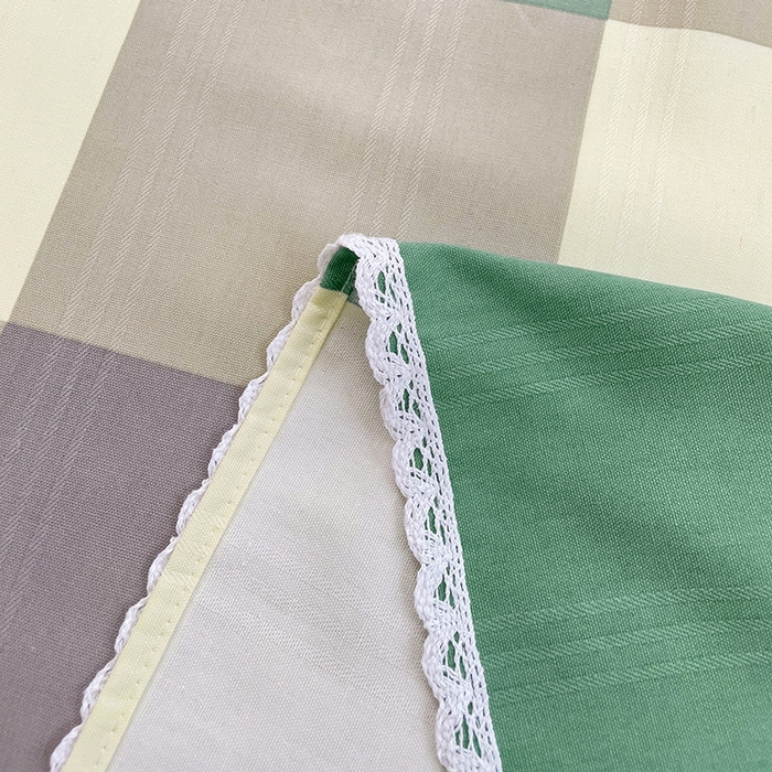 91家纺网 家纺一手货源 找家纺 梵克保罗 2025春夏原棉鱼骨棉老粗布花边印花床单软凉席三件套 宜家-绿