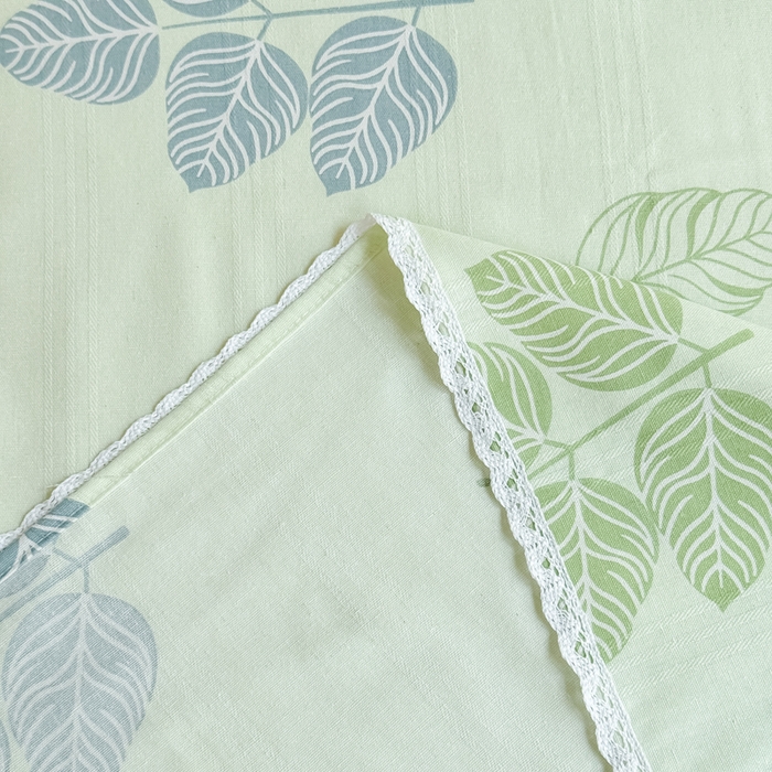 91家纺网 家纺一手货源 找家纺 梵克保罗 2025春夏原棉鱼骨棉老粗布花边印花床单软凉席三件套 翠叶