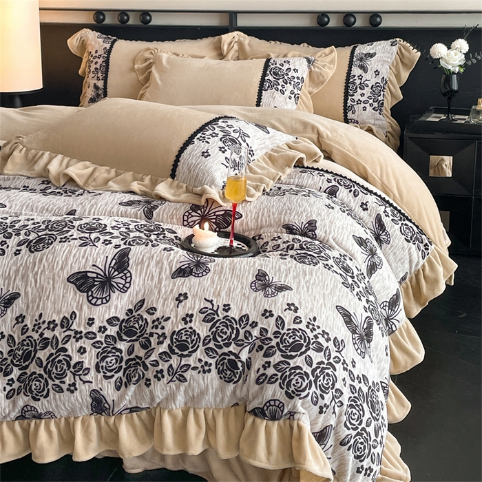 （总）慕木家纺 2025新款A类高克重高端雕花烂花AB版工艺款拼接四件套绮梦系列(直播热款)