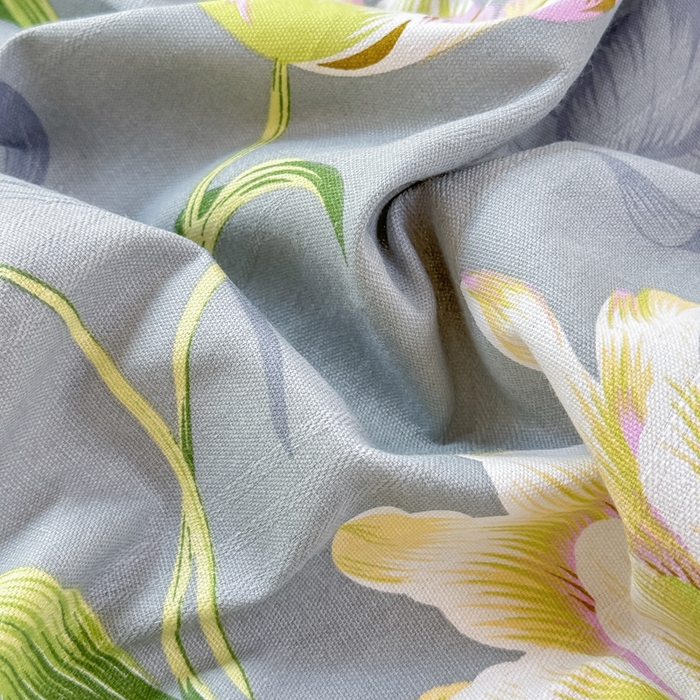 91家纺网 家纺一手货源 找家纺 梵克保罗 2025春夏原棉鱼骨棉老粗布花边印花床单软凉席三件套 花韵雅姿