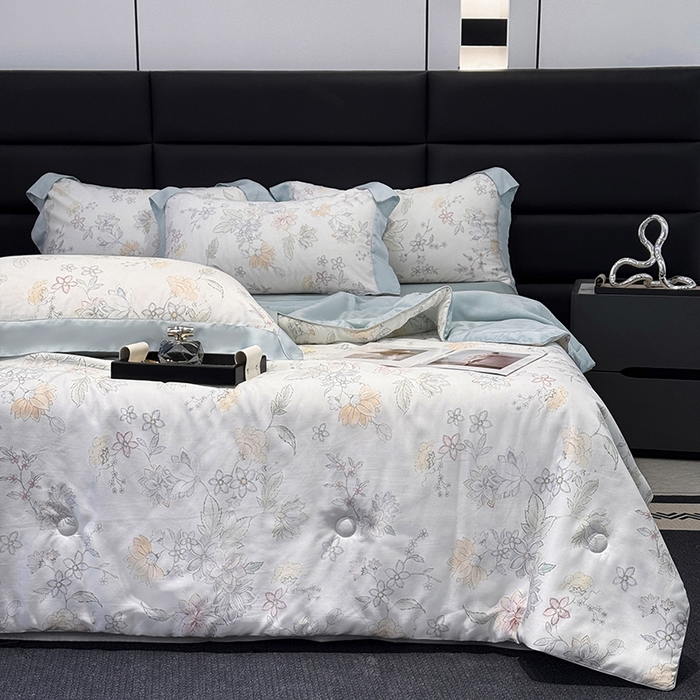 91家纺网 家纺一手货源 找家纺 梵克保罗 2025新款莱赛尔天丝数码印花夏被 春日蜜糖