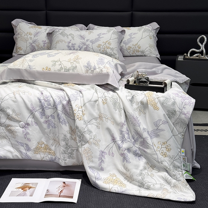 91家纺网 家纺一手货源 找家纺 梵克保罗 2025新款莱赛尔天丝数码印花夏被 析漫枝