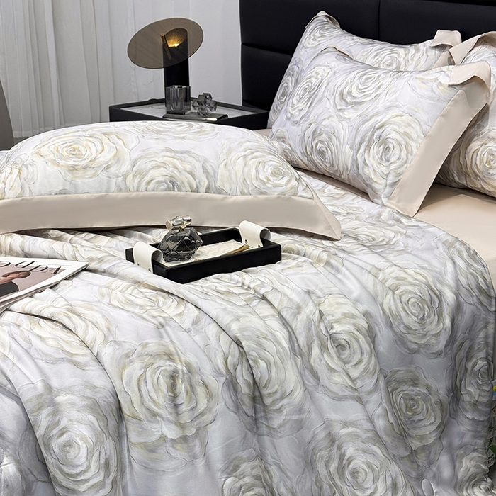 梵克保罗 2025新款莱赛尔天丝数码印花夏被 松绿玫瑰