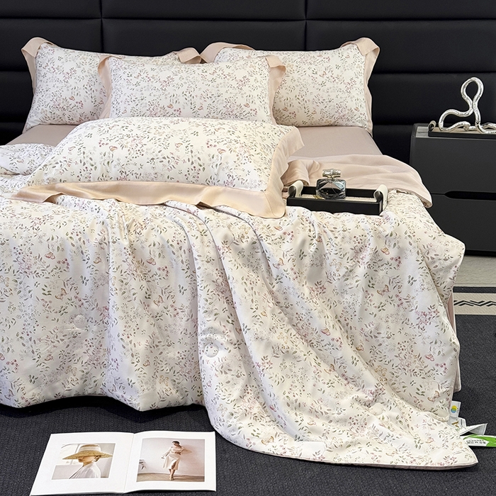 91家纺网 家纺一手货源 找家纺 梵克保罗 2025新款莱赛尔天丝数码印花夏被 吟禾暮