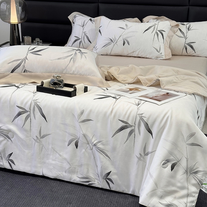 91家纺网 家纺一手货源 找家纺 梵克保罗 2025新款莱赛尔天丝数码印花夏被 轻蔓竹