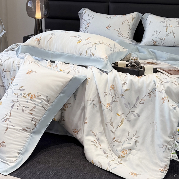 91家纺网 家纺一手货源 找家纺 梵克保罗 2025新款莱赛尔天丝数码印花夏被 清雅