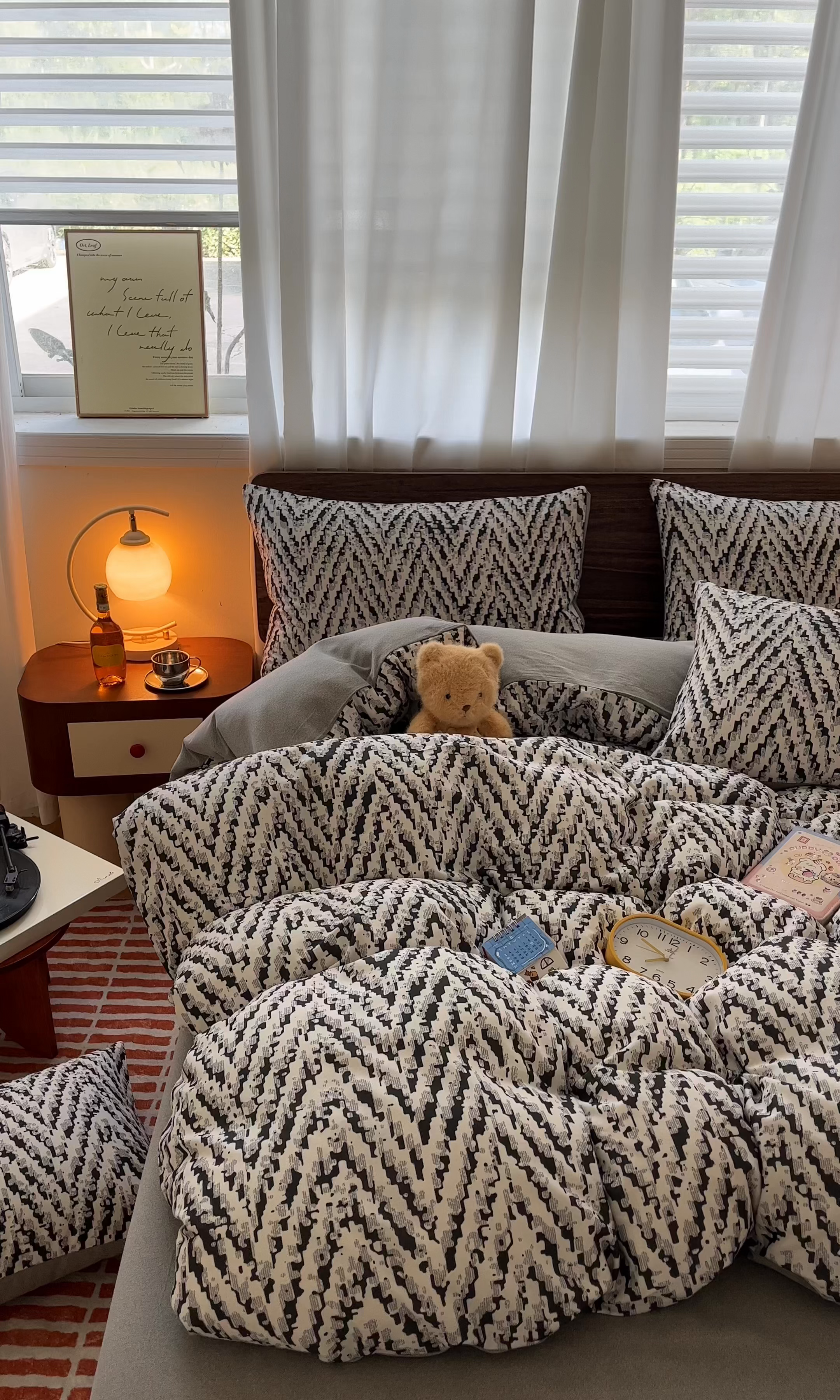 91家纺网 家纺一手货源 找家纺 典曼家纺 2025新款原棉磨毛印花四件套 麦语-灰